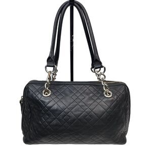 Quilted Black Leather purse Shoulder Bag With Chain Straps & Tassel‎